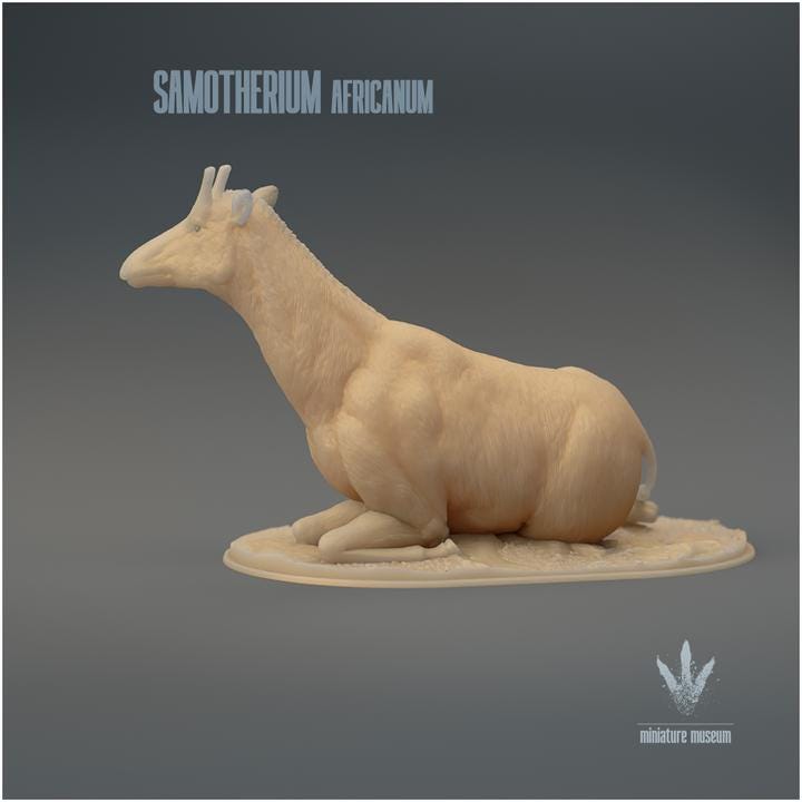 Samotherium africanum : Resting - UNPAINTED 3D Resin Figure - Miniature Museum