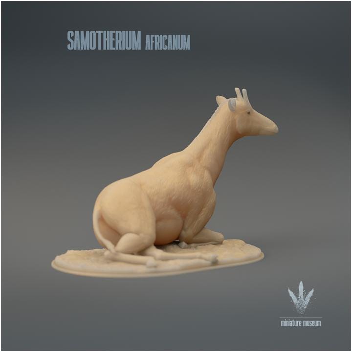 Samotherium africanum : Resting - UNPAINTED 3D Resin Figure - Miniature Museum