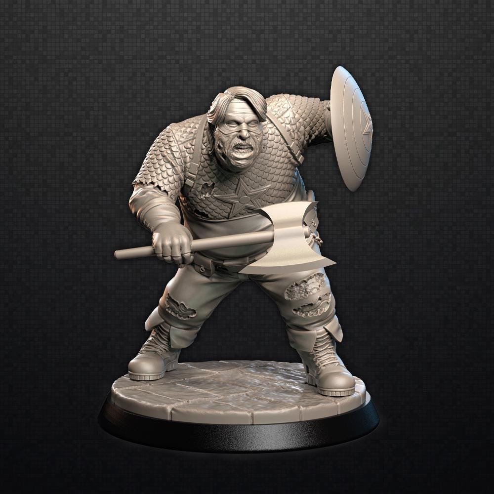 Snacktain America - Zombie - UNPAINTED 3D FAN ART Figure - Falcata 3d
