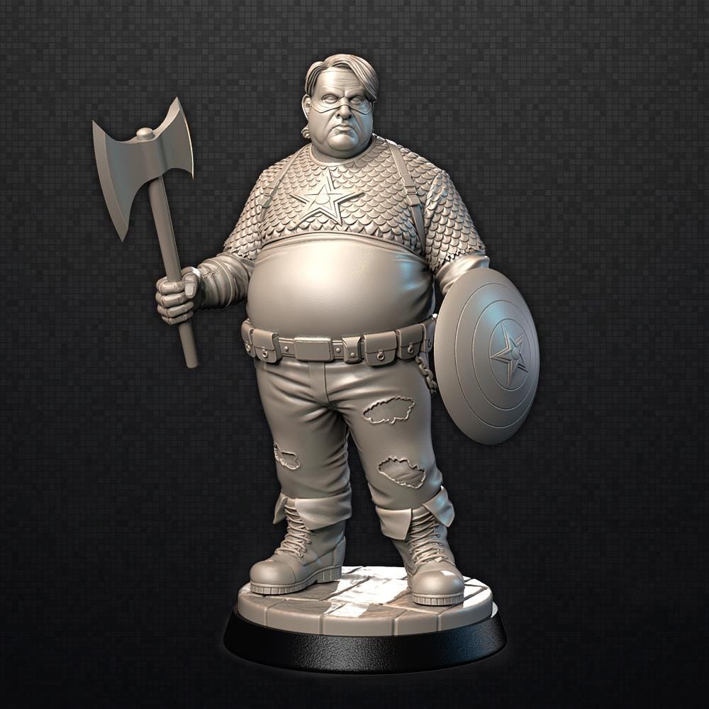Snacktain America - Zombie - UNPAINTED 3D FAN ART Figure - Falcata 3d
