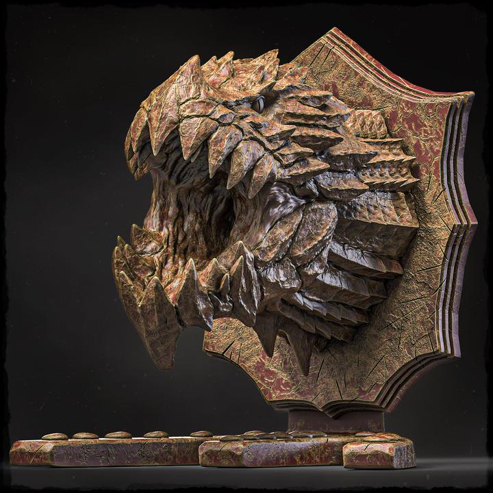 Alpine Drake (head trophy) - UNPAINTED 3D Resin Figure - Evox Arts