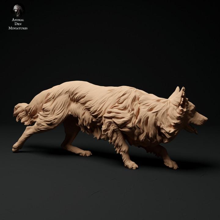 Border Collie - UNPAINTED 3D Resin Figure - Animal Den Miniatures