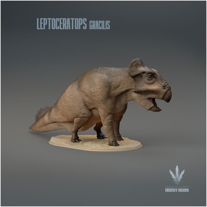 Leptoceratops gracilis : Sitting - UNPAINTED 3D Resin Figure - Miniature Museum