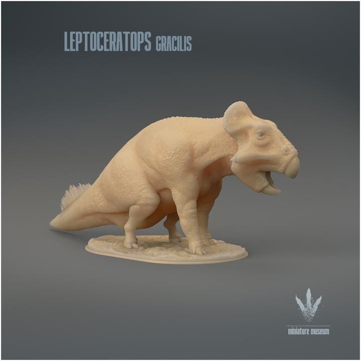 Leptoceratops gracilis : Sitting - UNPAINTED 3D Resin Figure - Miniature Museum
