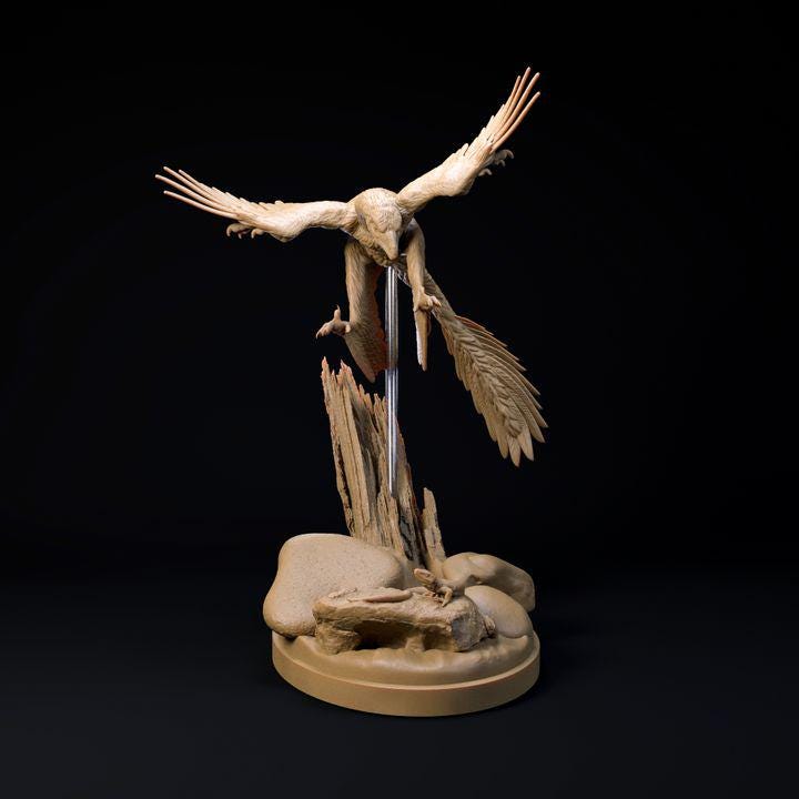 Microraptor hunting - UNPAINTED 3D Resin Figure - Dino and Dog Miniatures