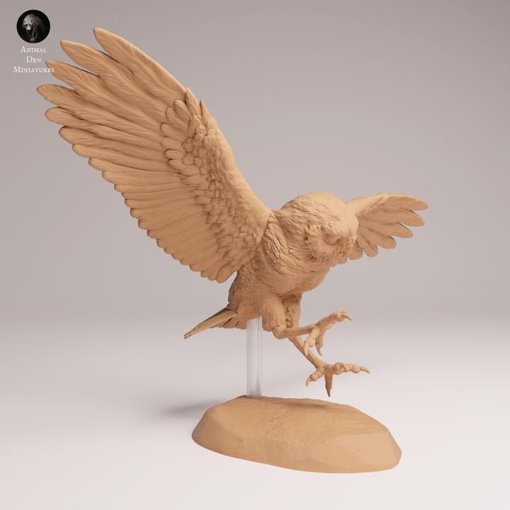 Burrowing Owl Flying - UNPAINTED 3D Resin Figure - Animal Den Miniatures