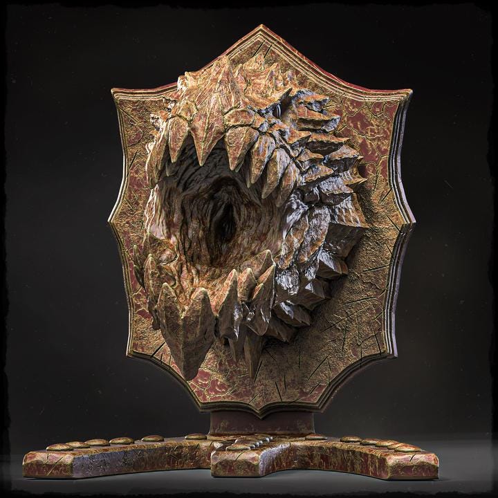 Alpine Drake (head trophy) - UNPAINTED 3D Resin Figure - Evox Arts