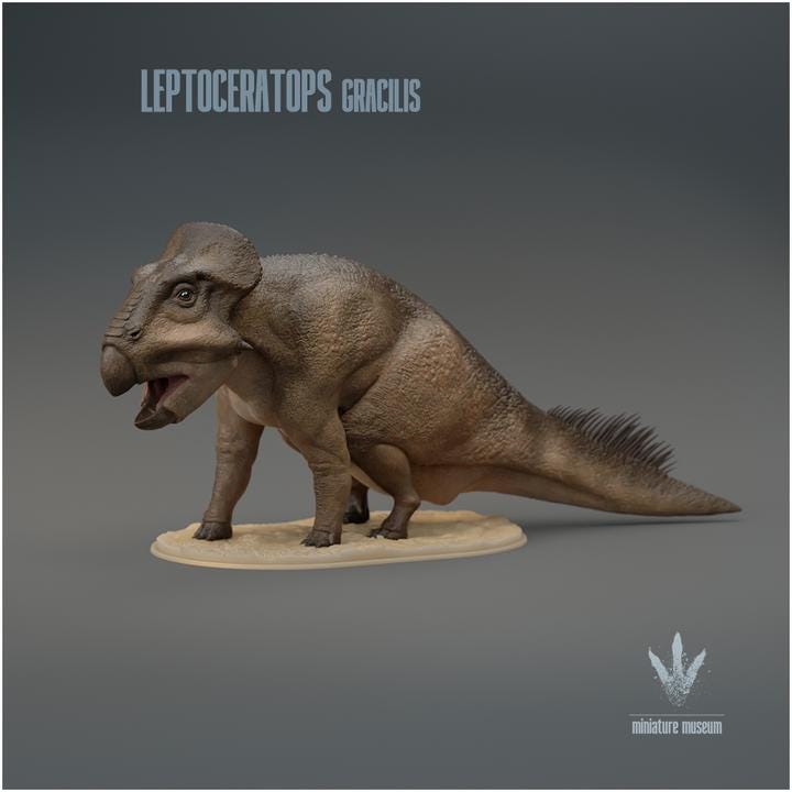Leptoceratops gracilis : Sitting - UNPAINTED 3D Resin Figure - Miniature Museum