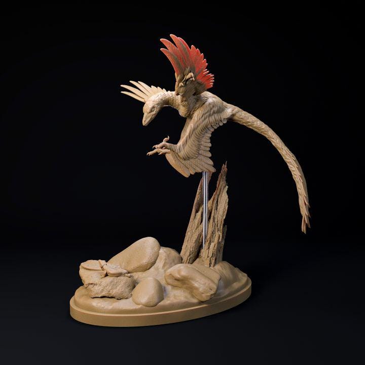 Microraptor hunting - UNPAINTED 3D Resin Figure - Dino and Dog Miniatures