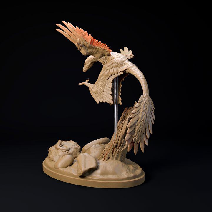 Microraptor hunting - UNPAINTED 3D Resin Figure - Dino and Dog Miniatures
