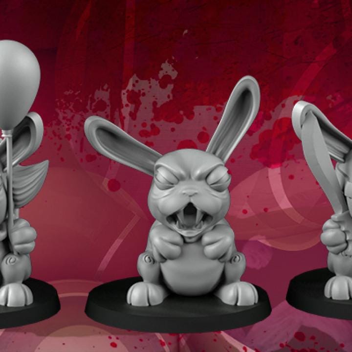 Horror Bunnies - UNPAINTED 3D Resin Figure - Crosslances
