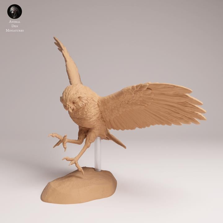 Burrowing Owl Flying - UNPAINTED 3D Resin Figure - Animal Den Miniatures