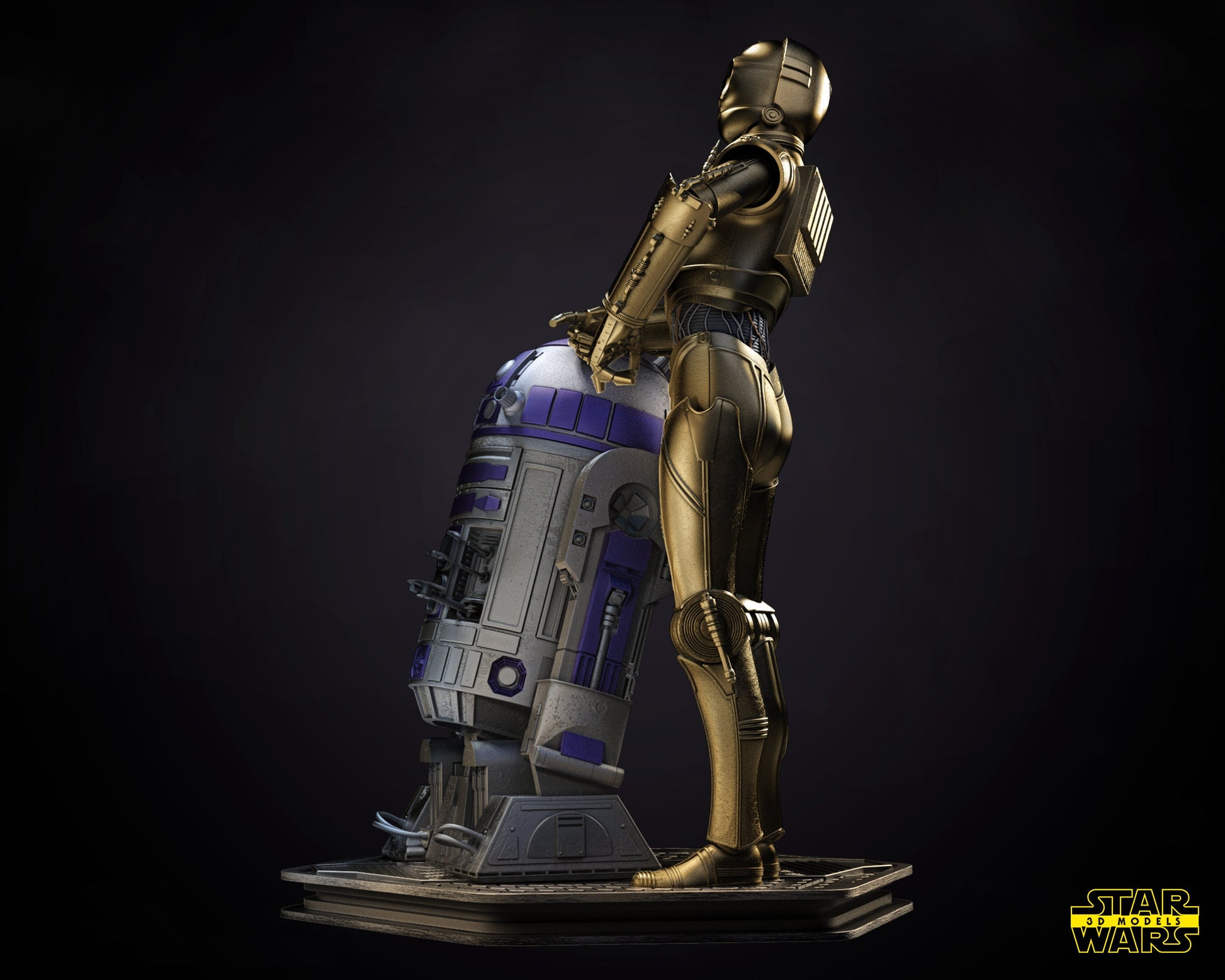 C3-PO and R2-D2 -UNPAINTED- Star Wars 3D Models
