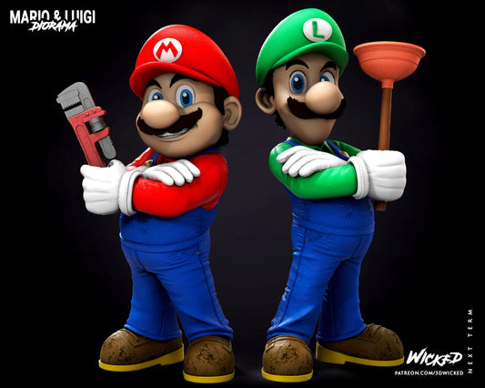 Mario and Luigi - UNPAINTED - Wicked - 2 for 1 limited time