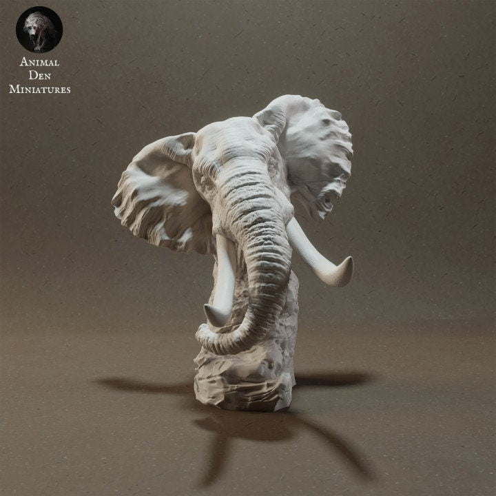 Elephant Bust - UNPAINTED - Animal Den Miniatures