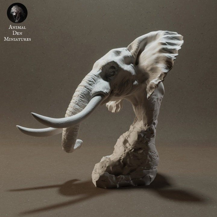 Elephant Bust - UNPAINTED - Animal Den Miniatures