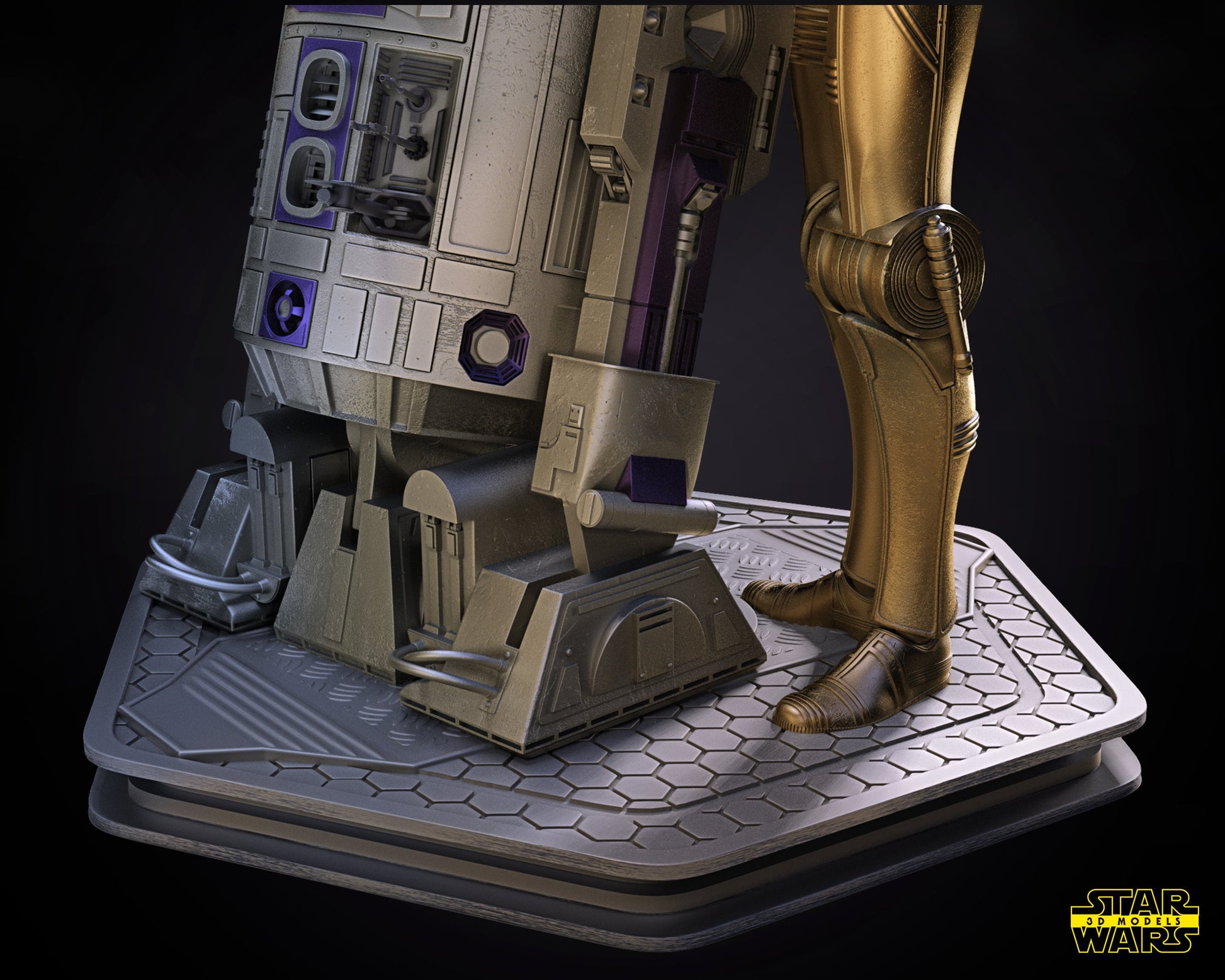 C3-PO and R2-D2 -UNPAINTED- Star Wars 3D Models
