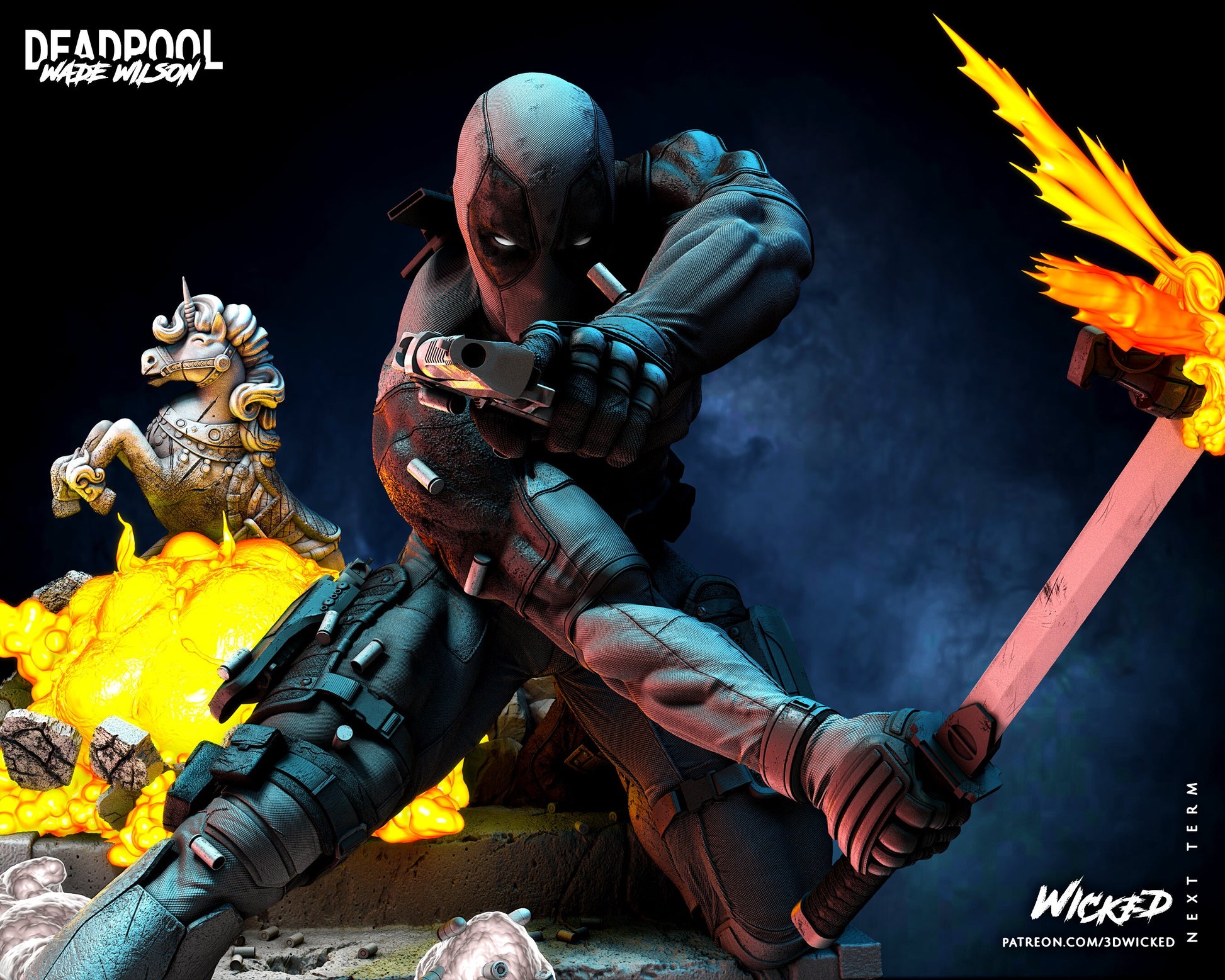 Deadpool - UNPAINTED - Wicked 3D
