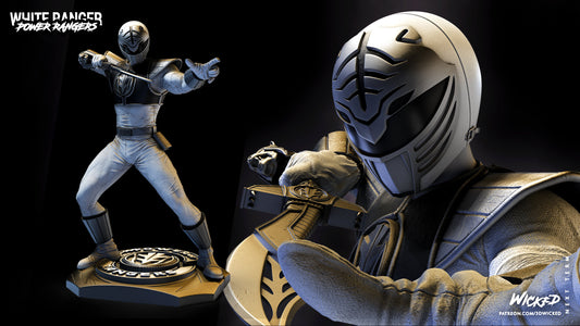 White Power Ranger - UNPAINTED - Wicked 3D Models