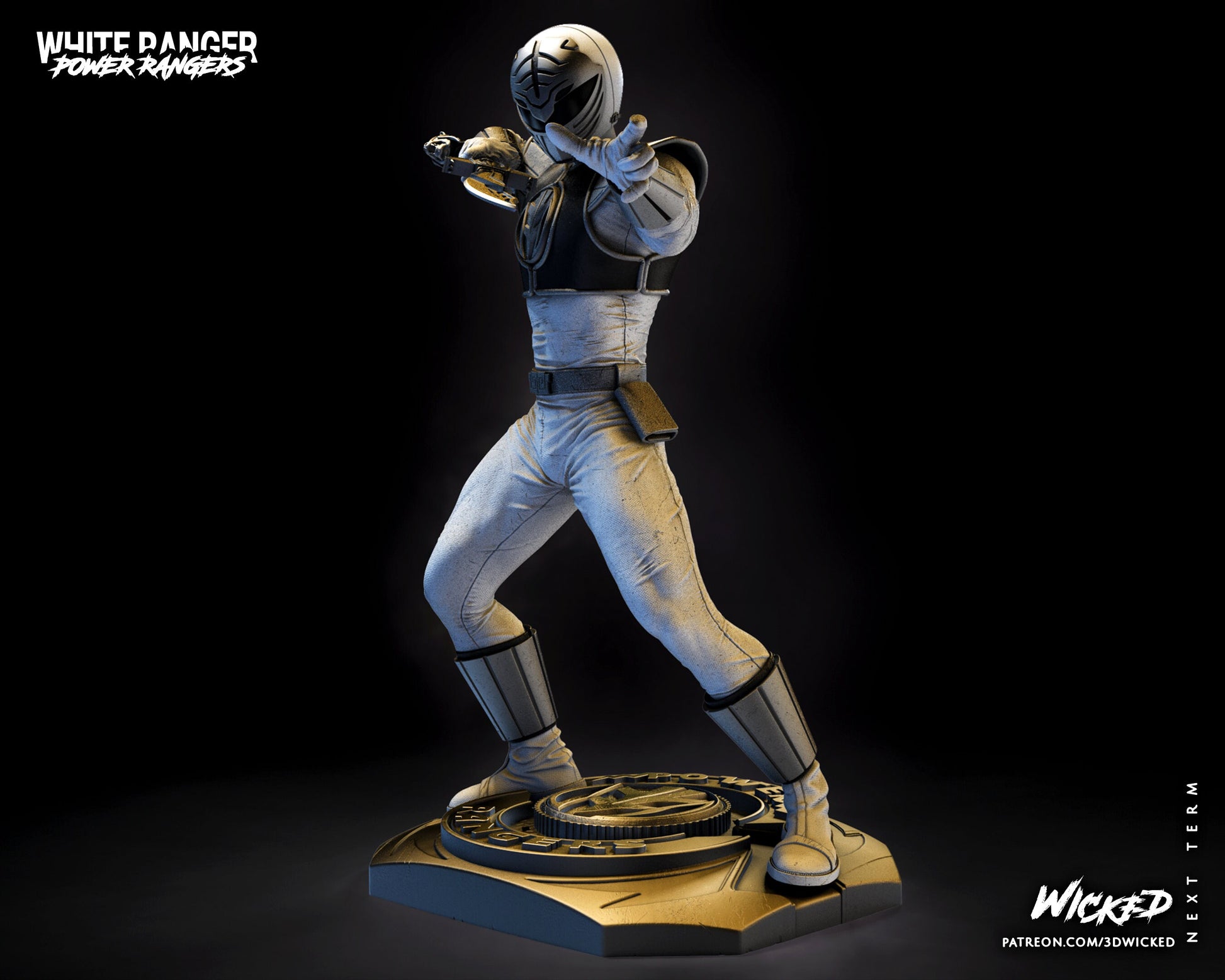 White Power Ranger - UNPAINTED - Wicked 3D Models