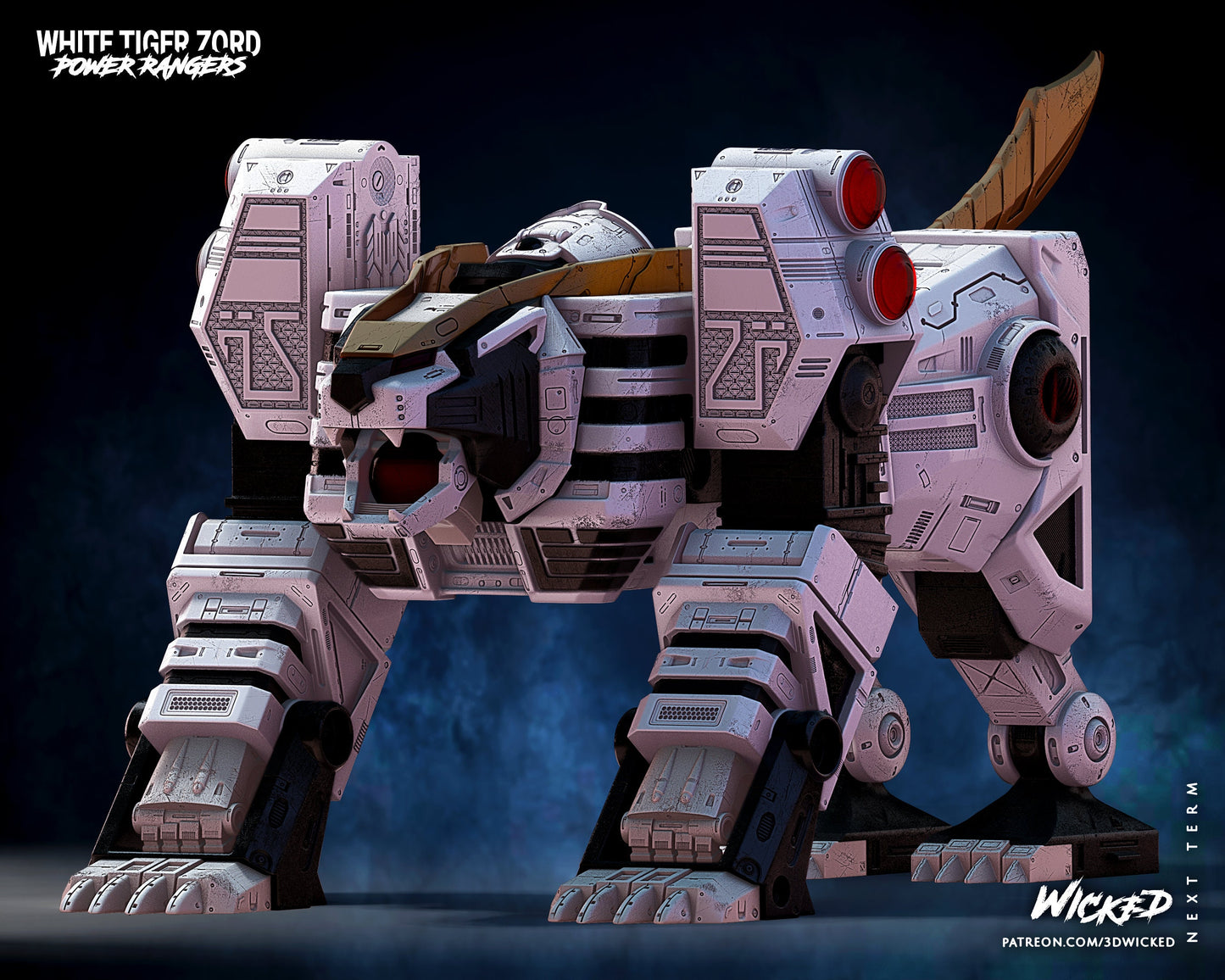 White Tigerzord - UNPAINTED - Wicked 3D Models