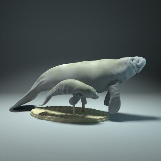 Manatee and calf - Animal Den Miniatures