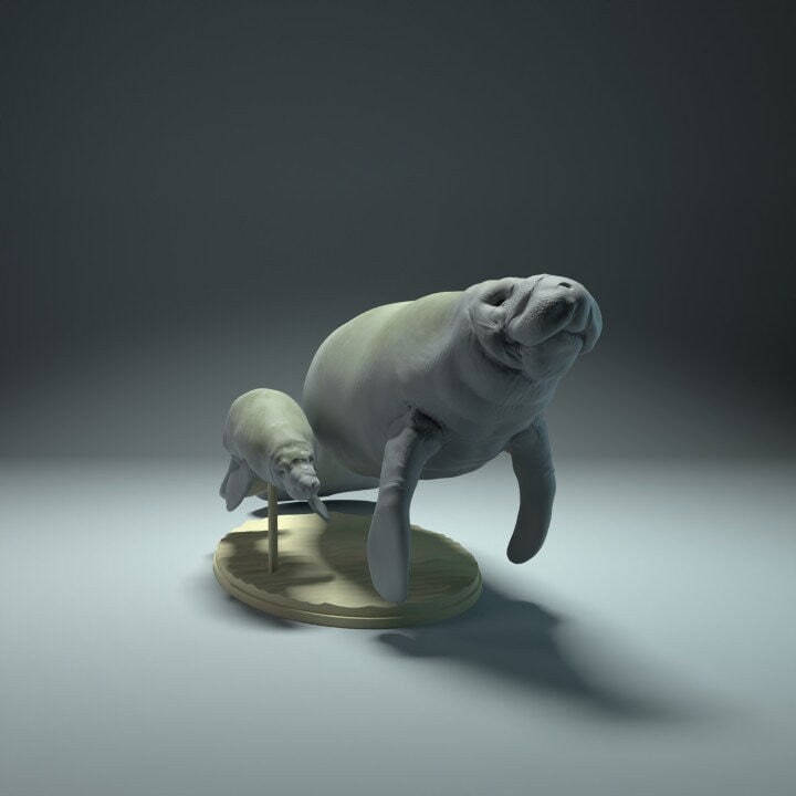Manatee and calf - Animal Den Miniatures