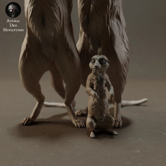 Meerkat Family - UNPAINTED - Animal Den Miniatures