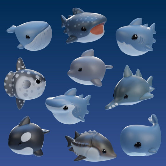 Ocean - ALL 10 - UNPAINTED - Grumpii Art Toy
