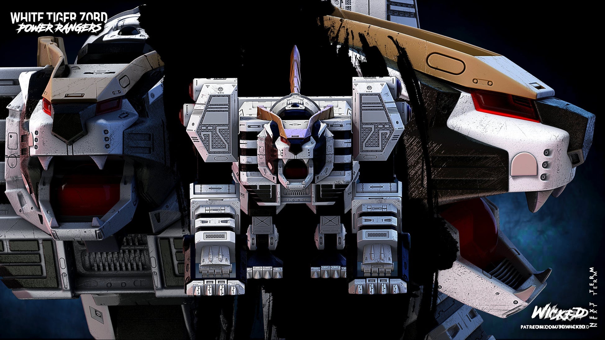 White Tigerzord - UNPAINTED - Wicked 3D Models