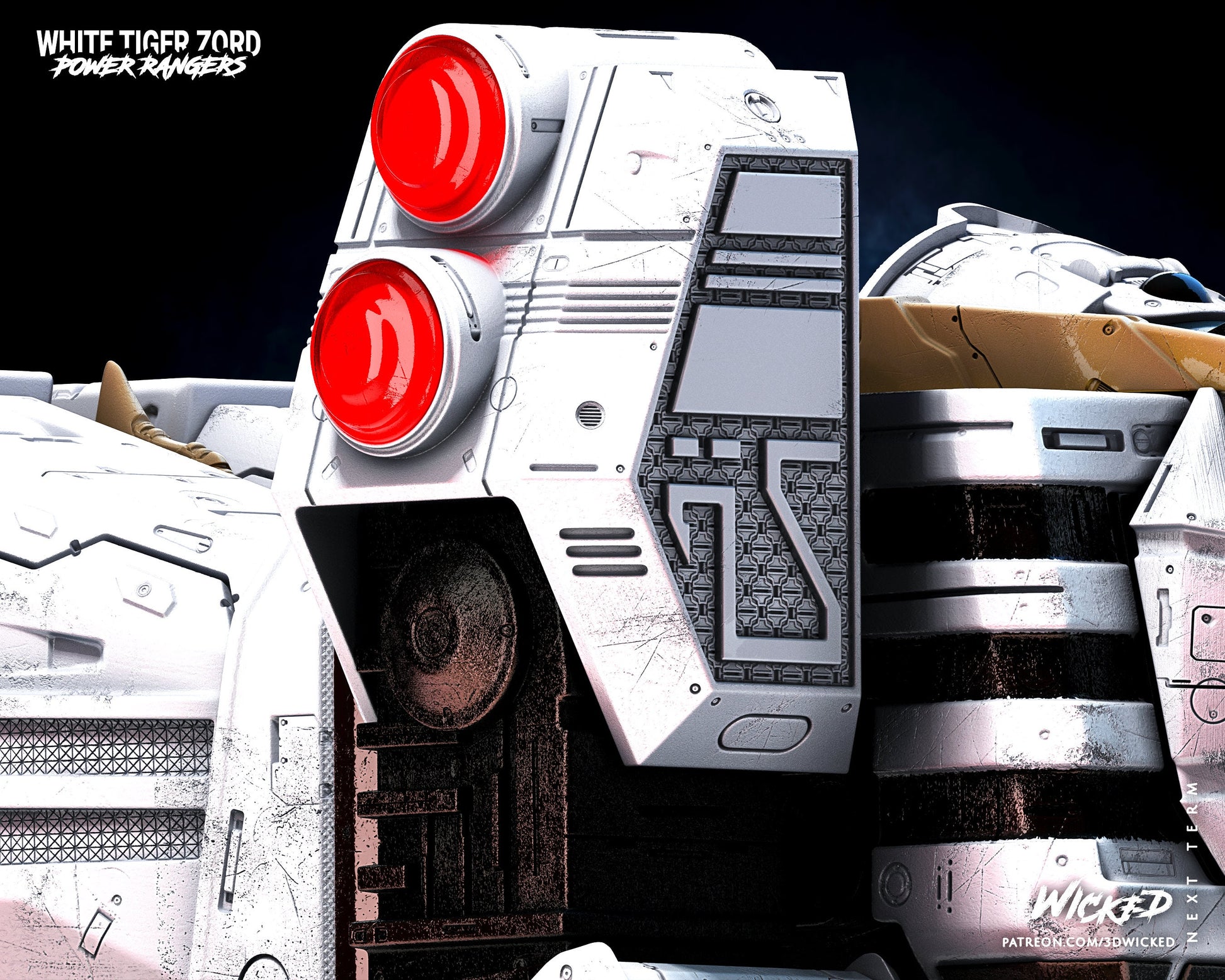 White Tigerzord - UNPAINTED - Wicked 3D Models