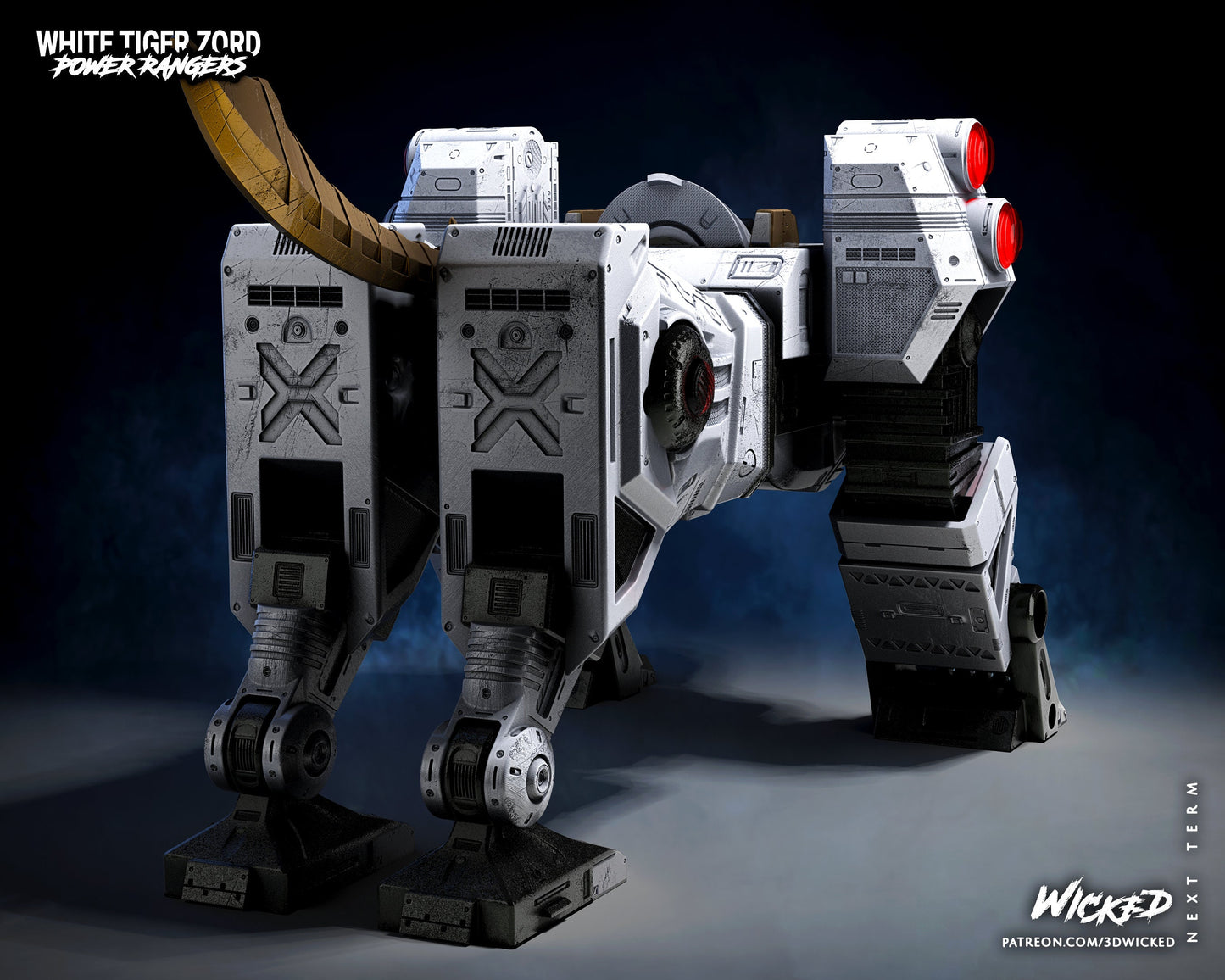 White Tigerzord - UNPAINTED - Wicked 3D Models