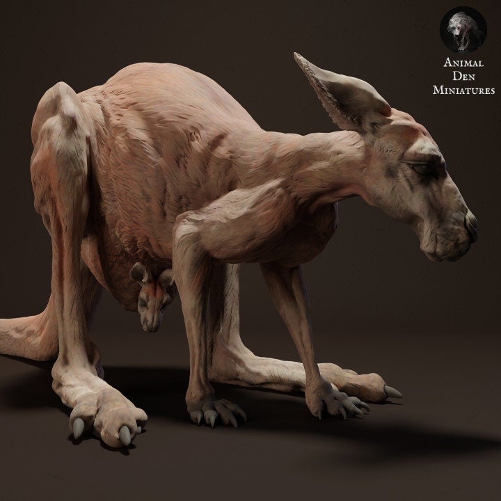 Kangaroo and Joey - UNPAINTED - Animal Den Miniatures