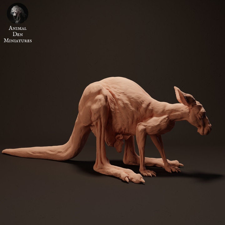 Kangaroo and Joey - UNPAINTED - Animal Den Miniatures