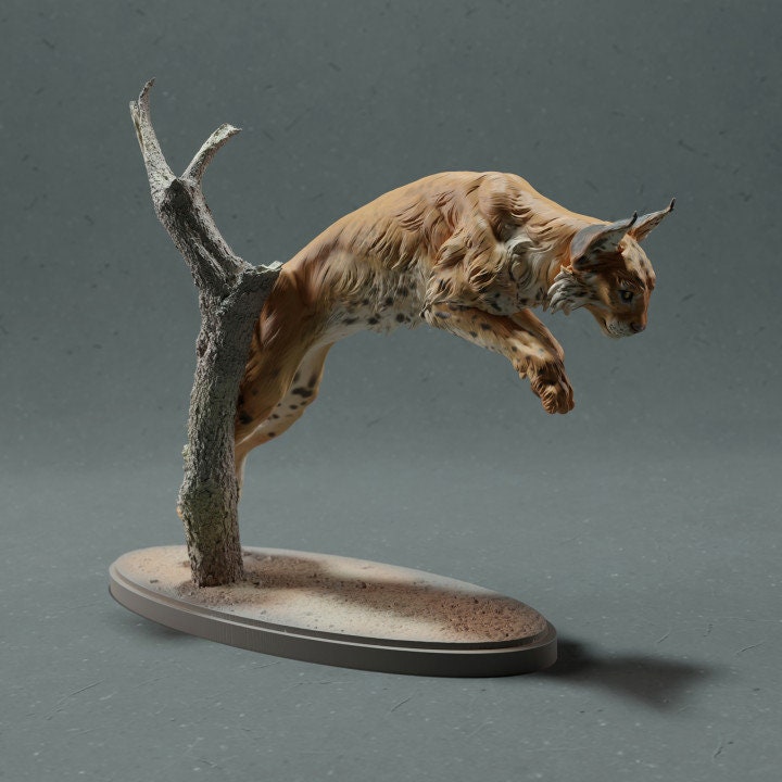 Bobcat Leaping - UNPAINTED - Animal Den Miniatures