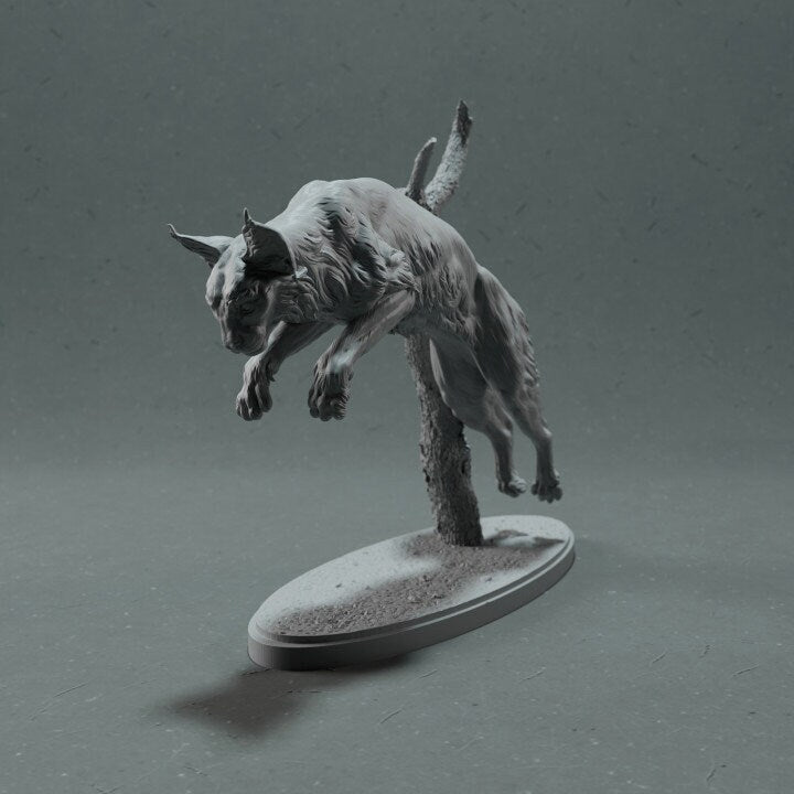 Bobcat Leaping - UNPAINTED - Animal Den Miniatures