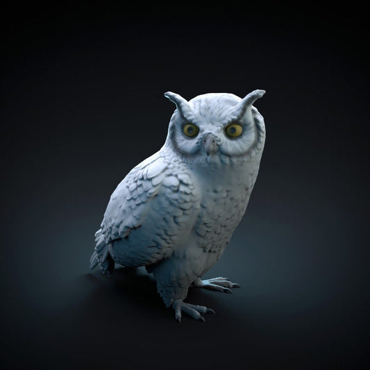 Spotted eagle owl - UNPAINTED - Dino and Dog Miniatures