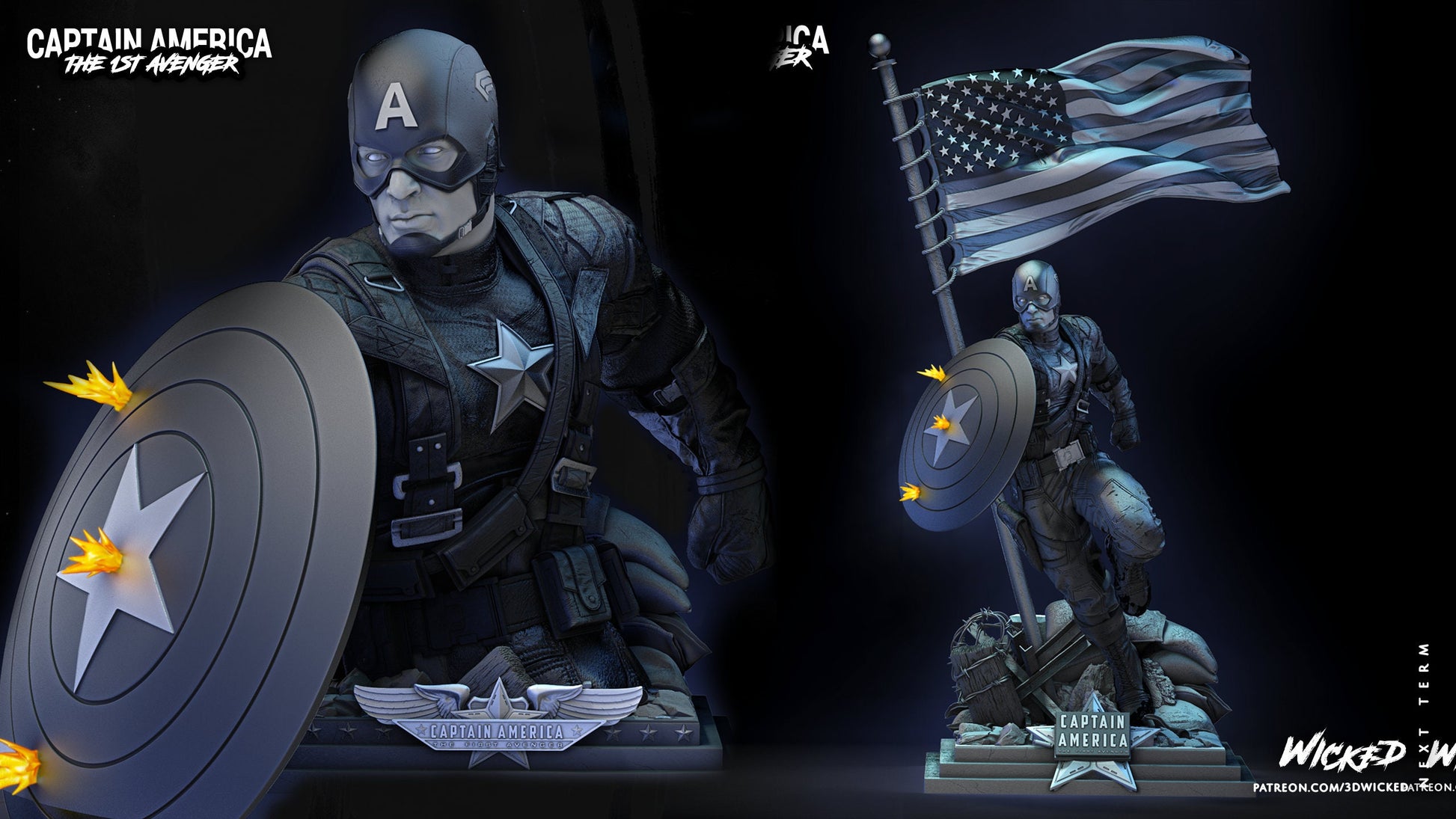 Captain America Bust - Wicked 3D Models