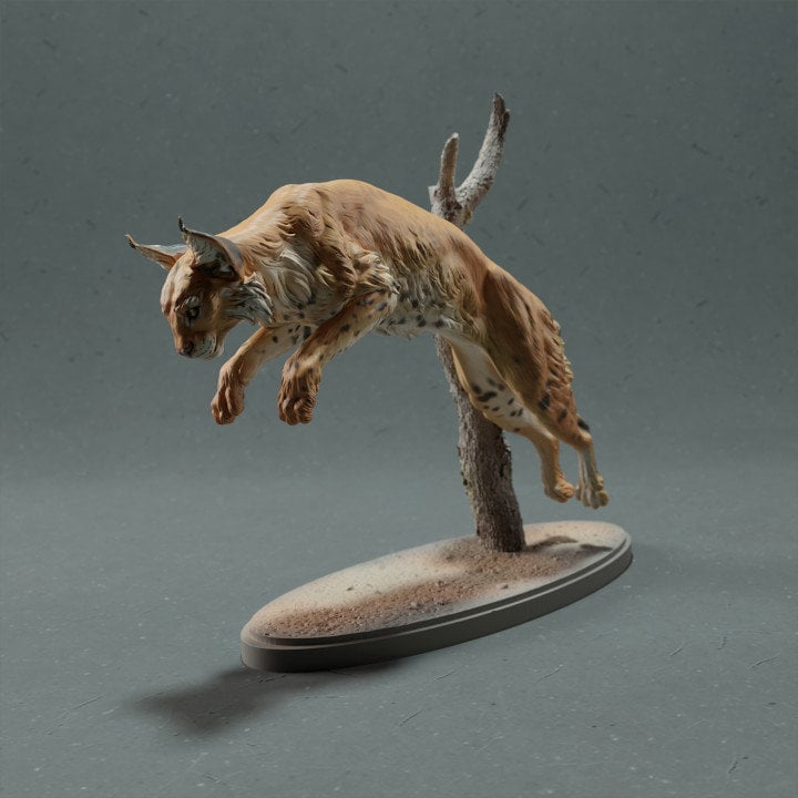 Bobcat Leaping - UNPAINTED - Animal Den Miniatures