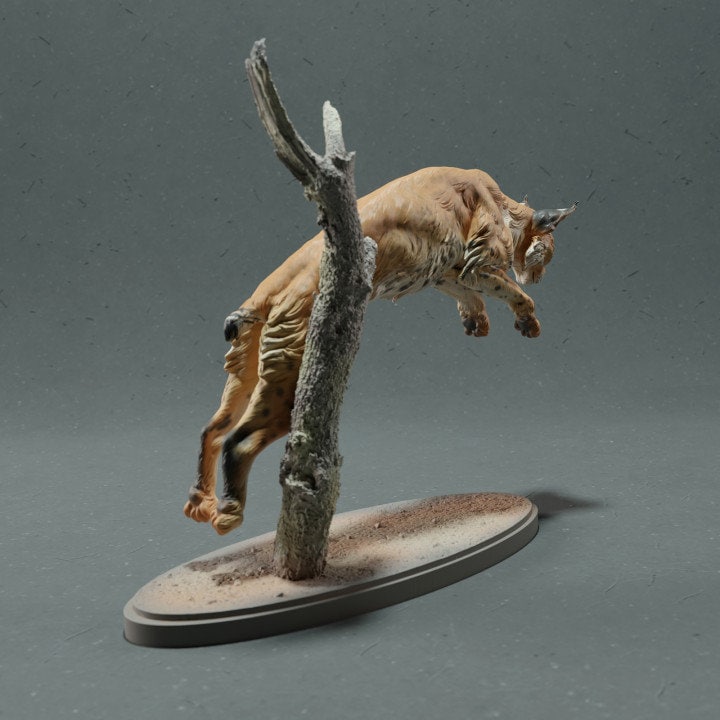 Bobcat Leaping - UNPAINTED - Animal Den Miniatures