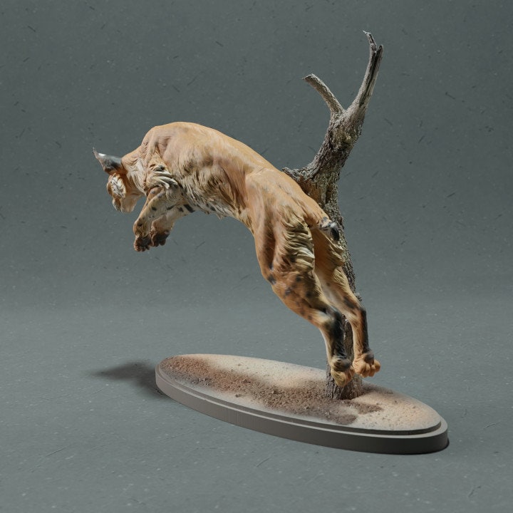 Bobcat Leaping - UNPAINTED - Animal Den Miniatures