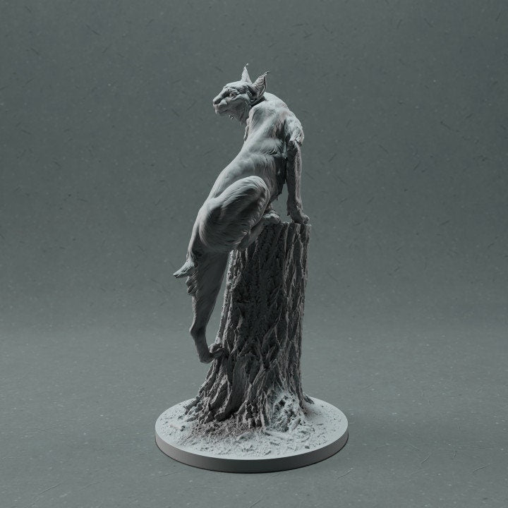Bobcat climbing - UNPAINTED - Animal Den Miniatures