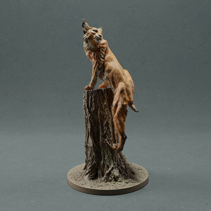 Bobcat climbing - UNPAINTED - Animal Den Miniatures