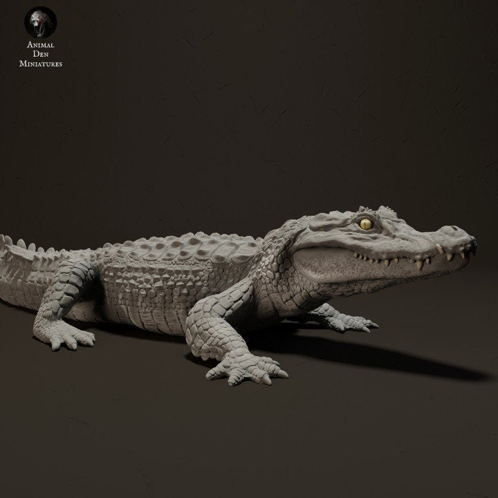 Caiman Sunbathing - UNPAINTED - Animal Den Miniatures
