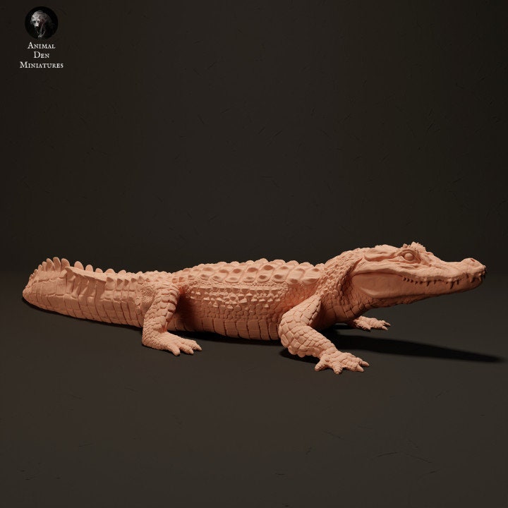 Caiman Sunbathing - UNPAINTED - Animal Den Miniatures