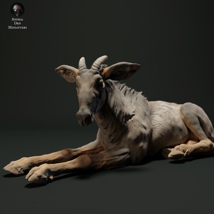 Sumatran Serow Lying Down - UNPAINTED - Animal Den Miniatures