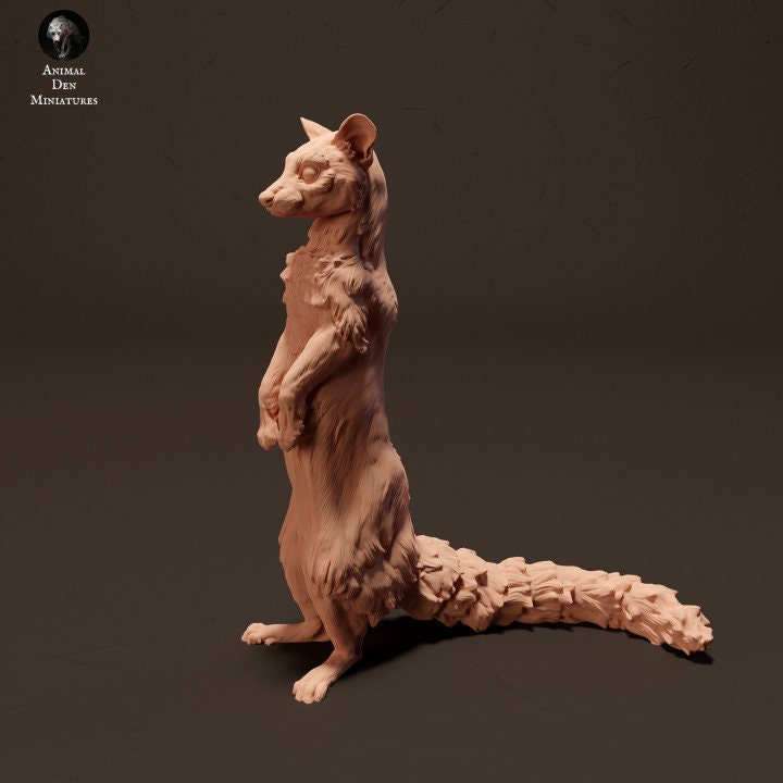 Common Genet Standing - UNPAINTED - Animal Den Miniatures