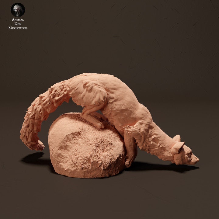 Common Genet and Rock - UNPAINTED - Animal Den Miniatures