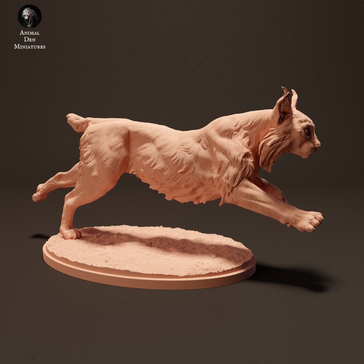 Iberian Lynx Running - UNPAINTED - Animal Den Miniatures