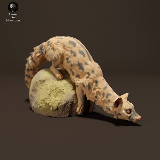 Common Genet and Rock - UNPAINTED - Animal Den Miniatures
